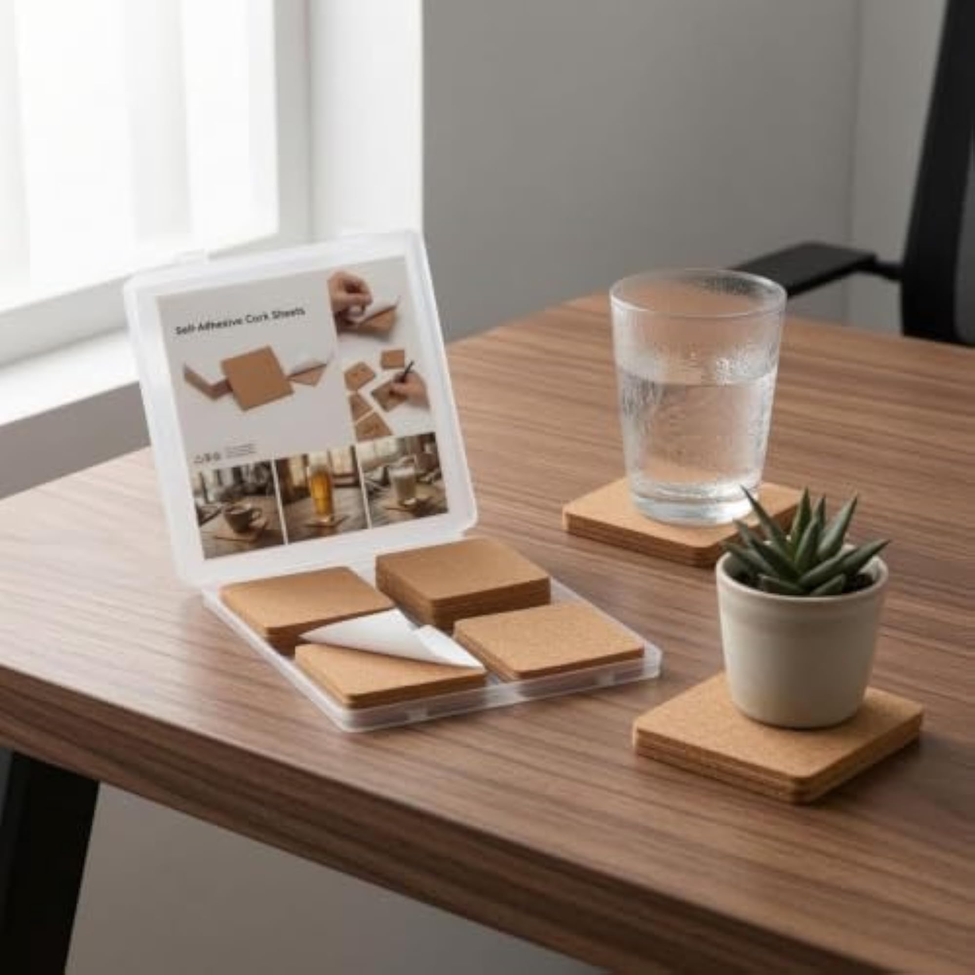 50 Pieces Peel-and-Stick Self-Adhesive Cork Tile DIY Friendly